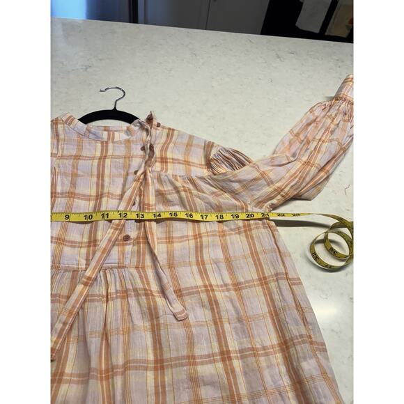 Ulla Johnson Plaid Blouse in Peach and Cream - Picture 3 of 7